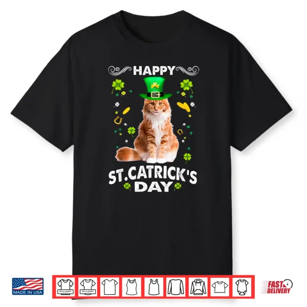 Maine Coon Cat Happy St Catricks Day St Patricks Day Cats Shirt
