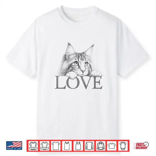 Maine Coon Cat Love Design Professional Minimalist Modern Graphic Shirt