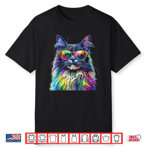 Maine Coon Cat Lover Wearing Pop Art Funny Maine Coon Cat Shirt