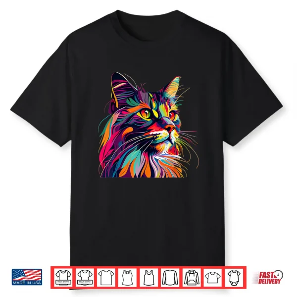 Maine Coon Cat Lovers Colorful Pop Art Maine Coon Shirt