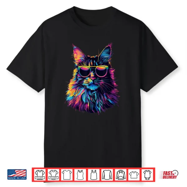 Maine Coon Cat Lovers Design Pop Art Funny Maine Coon Cat Shirt