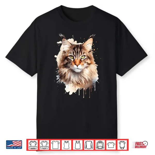 Maine Coon Cat Lovers Design Pop Art Maine Coon Cat Shirt