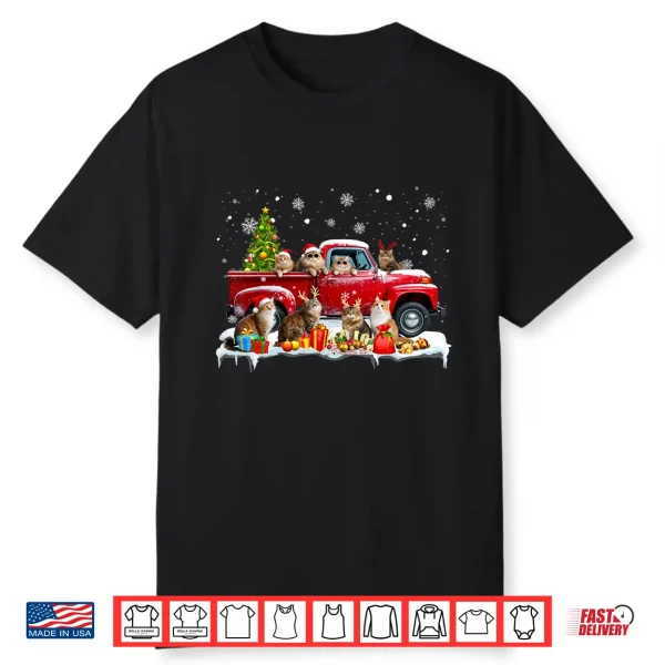Maine Coon Cat Red Truck Christmas Tree Santa Ugly Xmas Shirt