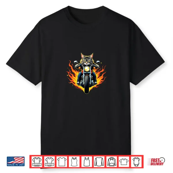 Maine Coon Cat Riding A Motorcycle Funny Maine Coon Cat Shirt