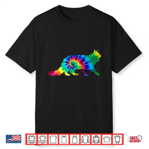 Maine Coon Cat Tie Dye Vintage Hippie Cat Lover Shirt