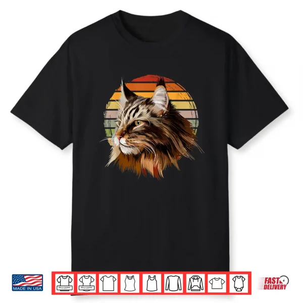 Maine Coon Cat Vintage Retro Professional Graphic Shirt