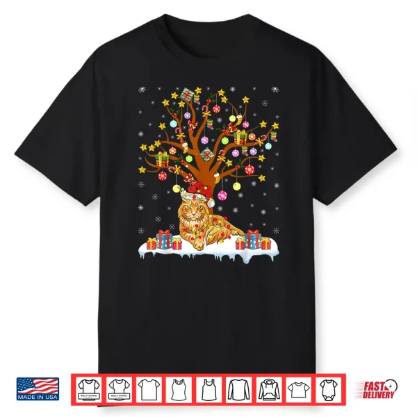Maine Coon Cat Xmas Lighting Santa Maine Coon Christmas Tree Shirt