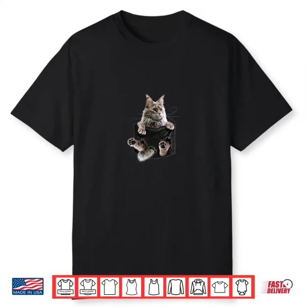 Maine Coon Cat In Pocket Shirt