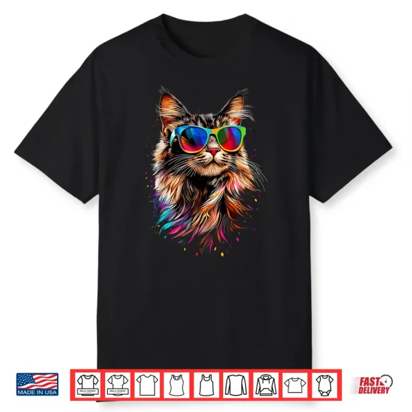 Maine Coon Cat With Sunglasses Cute Maine Coon Cats Lover Men Women Kids Shirt