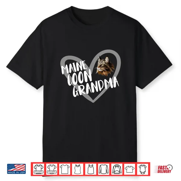 Maine Coon Grandma Heart Funny Maine Coon Cat Lover Shirt