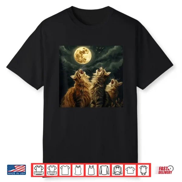 Maine Coon Howl At Moon Cat Lover Shirt
