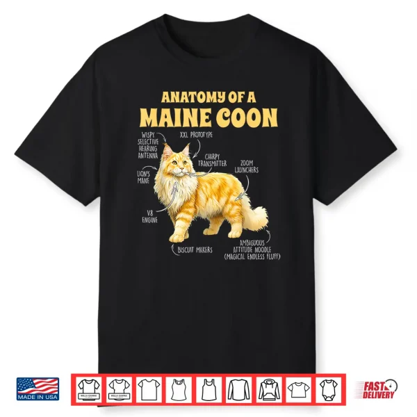 Maine Coon Lover Cat Mom Cat Mama Anatomy Of A Maine Coon Shirt