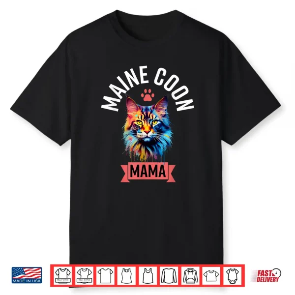 Maine Coon Mama Paw Cat Mother Mom Mother’S Day Shirt
