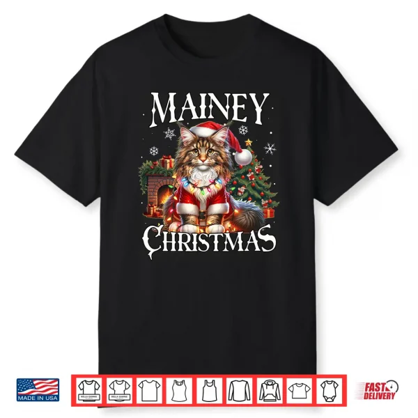 Maine Coon Xmas Cat Mainey Christmas Maine Coon Shirt
