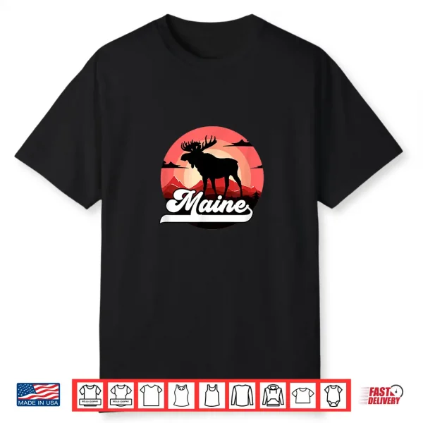Maine Moose Backpacking Hiking Maine Vacation Moose Day Shirt