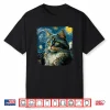 Maine Coon Cat Art Van Gogh Inspired Starry Night Cat Design Shirt