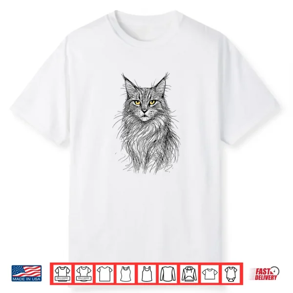 Majestic Maine Coon Cat Portrait Golden Eyes Shirt