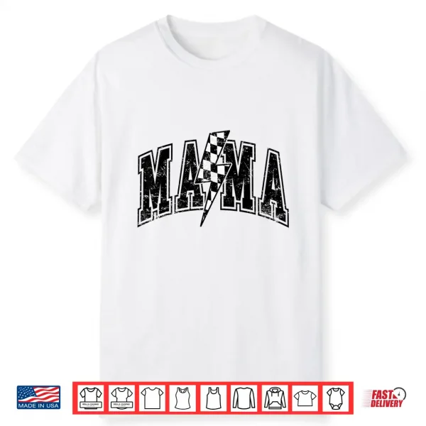 Mama Lightning Bolt Checkered Mother’S Day Varsity For Mom Shirt