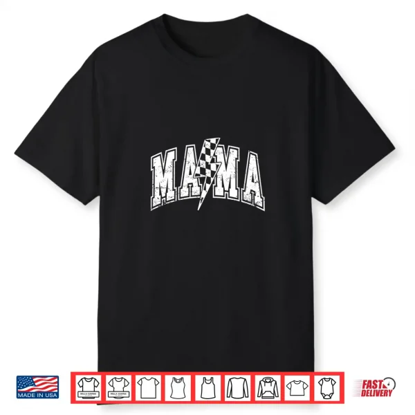 Mama Lightning Bolt Checkered Varsity Mom Women Mother’S Day Shirt