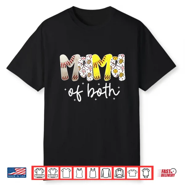 Mama Of Both Baseball Softball Mom Women Mother’S Day Shirt