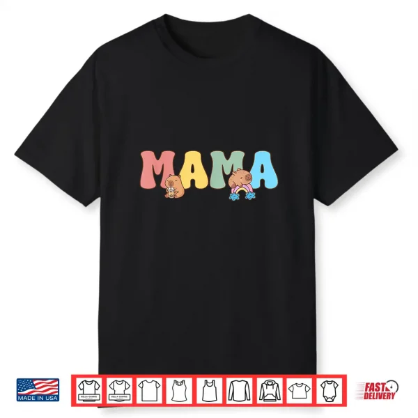 Mama Of The Birthday Girl Capybara Boba Milk Tea Birthday Shirt