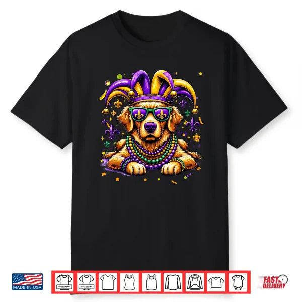 Mardi Gras Bead Golden Retriever Dog Festival Carnival Shirt