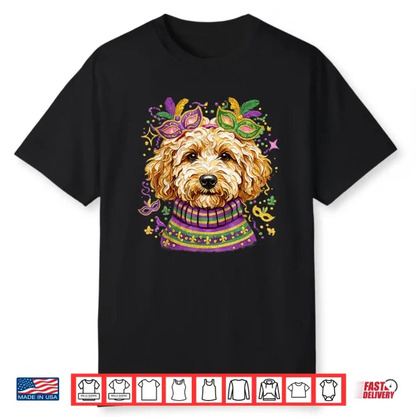 Mardi Gras Dog Shirt Cute Doodle Poodle Carnival Purple Shirt