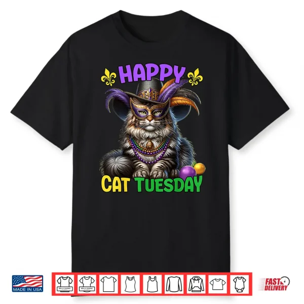 Mardi Gras Maine Coon Cat Tuesday Mardi Gras Shirt