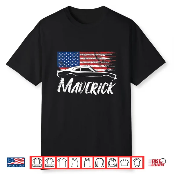 Maverick 302 Vintage American Flag Usa Muscle Car Shirt