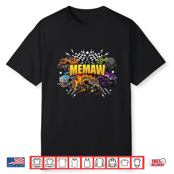 Memaw Retro Monster Truck Family Crew Birthday Matching Shirt