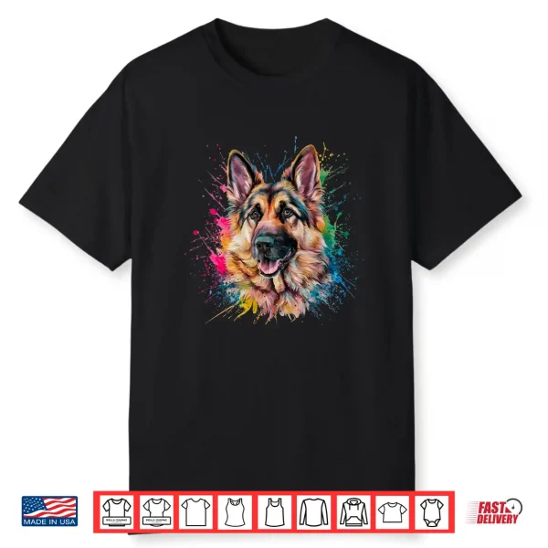 Men Woman Colorful Watercolor German Shepherd Shirt