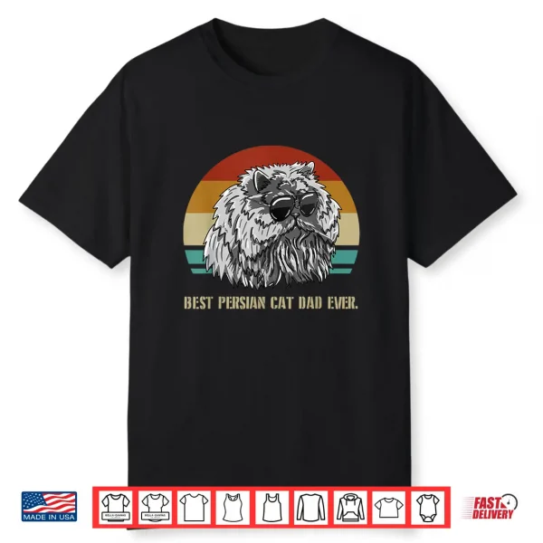 Mens Best Persian Cat Dad Ever Paws Vintage Feline Cat Lover Gift Shirt