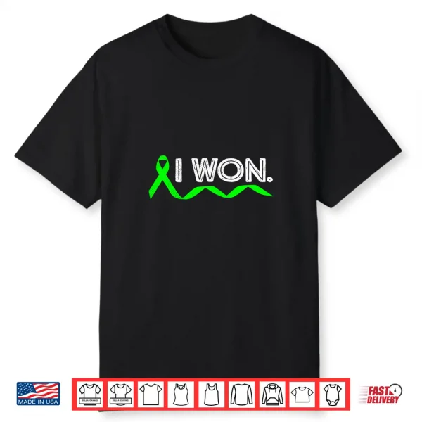 Mens Lymphoma Cancer I Won Lime Green Ribbon Awareness Warrior Performance Shirt