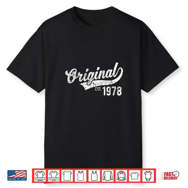 Mens Original Est. 1978 Vintage Birthday Gift Shirt Performance Shirt