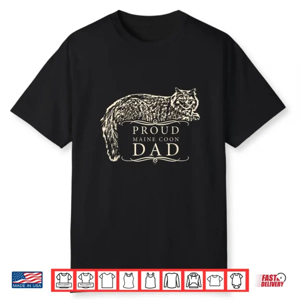 Mens Proud Maine Coon Cat Dad Gold Inspired Shirt