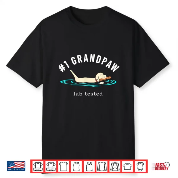 Mens Yellow Labrador Retriever Dog Grandpa #1 Grandpaw Shirt