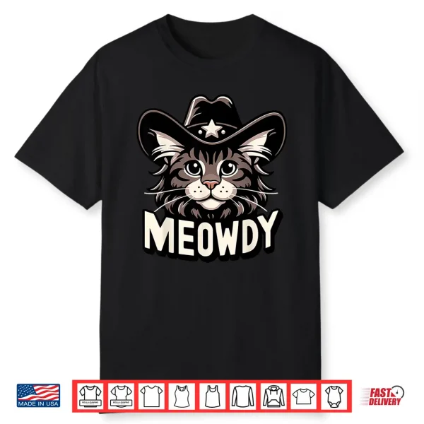 Meowdy Funny Cat Maine Coon Country Music Cowboy Kitten Shirt