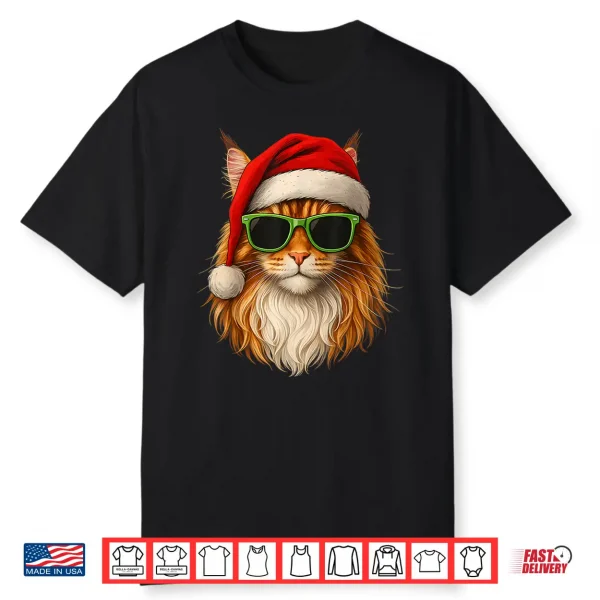 Meowy Catmas Santa Hat Maine Coon Cat Christmas Pajamas Shirt
