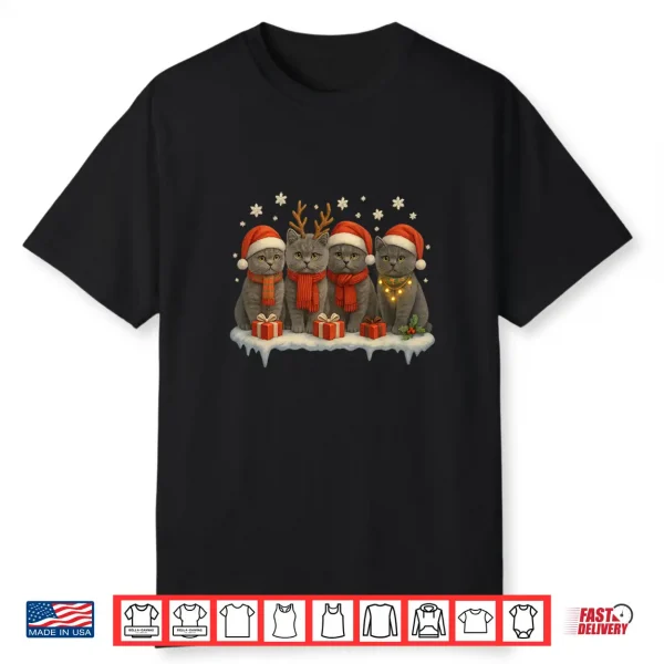 Merry Christmas Cats Cat Lovers British Shorthair Shirt