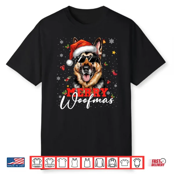 Merry Woofmas Christmas German Shepherd Dog Mom Dad Shirt