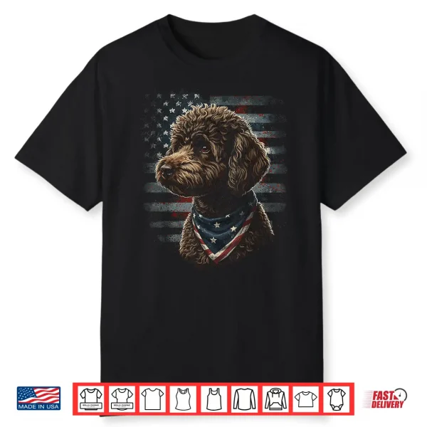 Miniature Poodle Dog American Flag Patriotic Vintage Usa Shirt