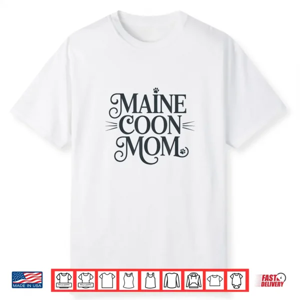 Minimalist Maine Coon Cat Mom Design For Cat Enthusiasts Shirt