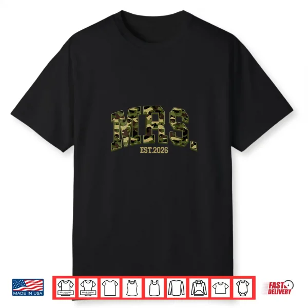 Mrs Mr Est. 2026 Camo Camouflage Just Married Couples Shirt
