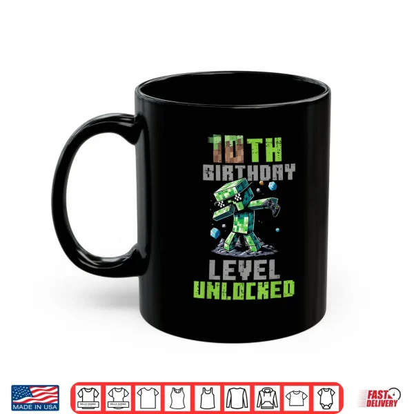 Mug 10th Birthday Level Unlocked Pixel Dab 10 Bday Gamer Boys Shirt