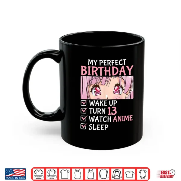 Mug 13th Birthday Watch Anime 13 Years Old Anime Teen Girls Shirt