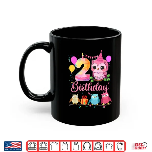 Mug 2nd Owl Birthday Party 2 Years Old Girls Owl Birthday Shirt