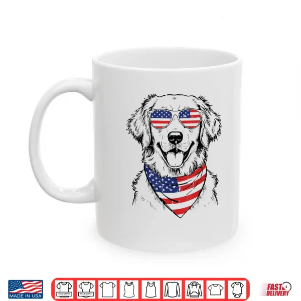 Mug 4th Of July Dog Golden Retriever Cute Patriot Men Women Kids Shirt