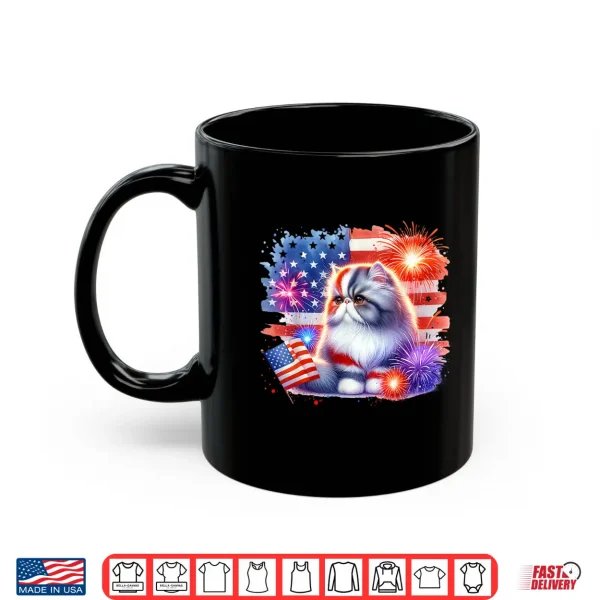 Mug 4th of July Funny Meowica Persian Cat Lover Owner USA Flag Shirt