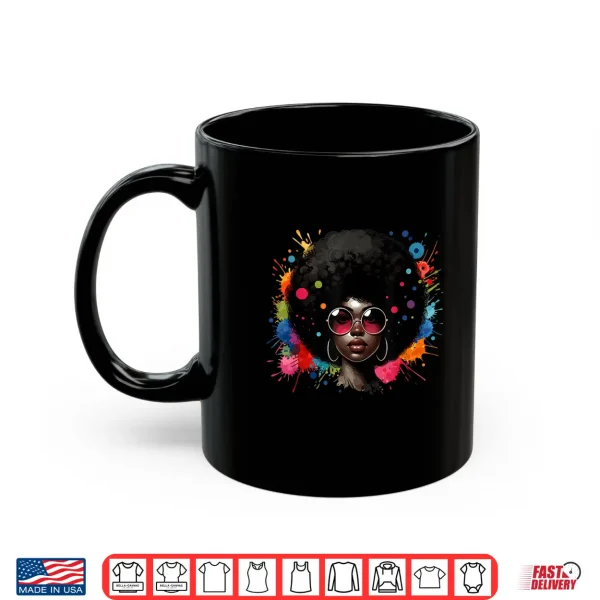 Mug African American Woman Black Afro Colorful Juneteenth Shirt