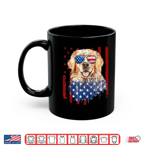 Mug American Flag Golden Retriever USA Retro 4th Of July Shirt